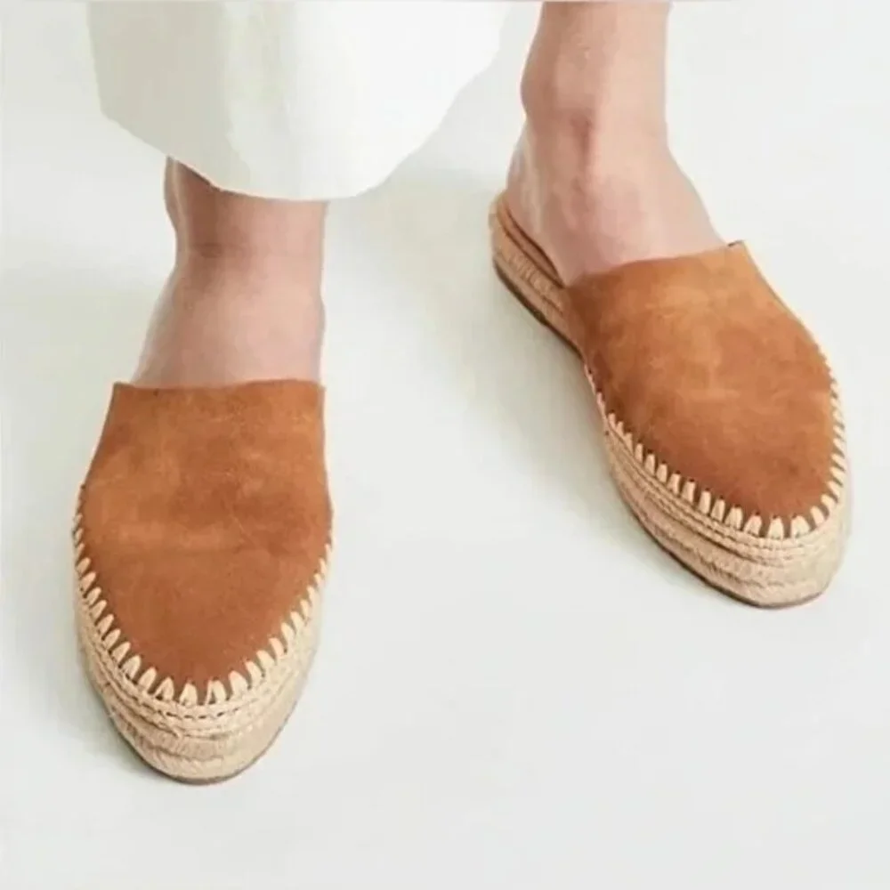 Sam Edelman Austin Suede Slip On Espadrille Mules Bohemian Western in Brown 7.5M - Picture 2 of 12